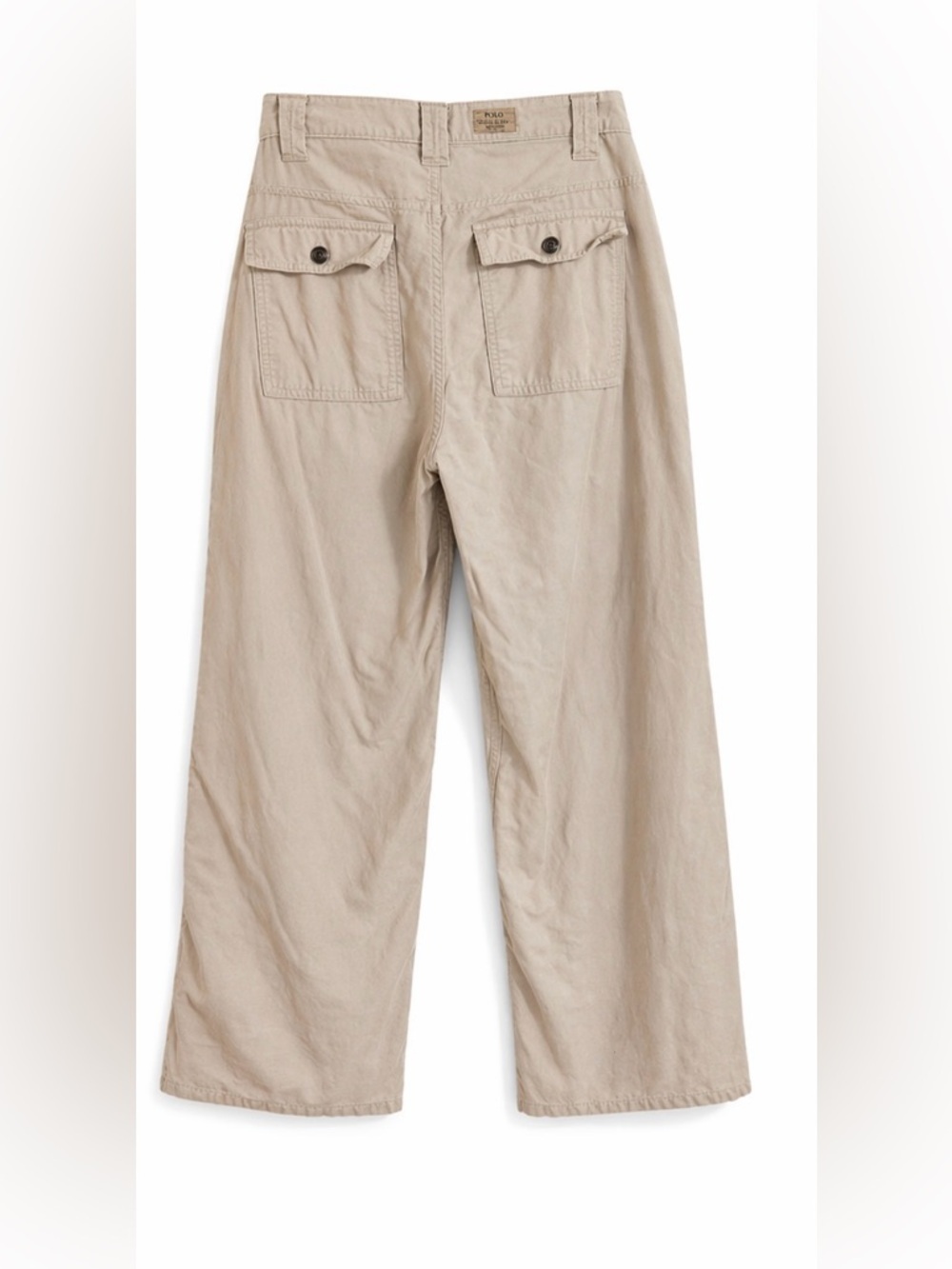 Ralph Lauren Cargo Pants Youth 14 Beige Wide Leg Utility 100% Cotton Kids Unisex - Picture 3 of 12